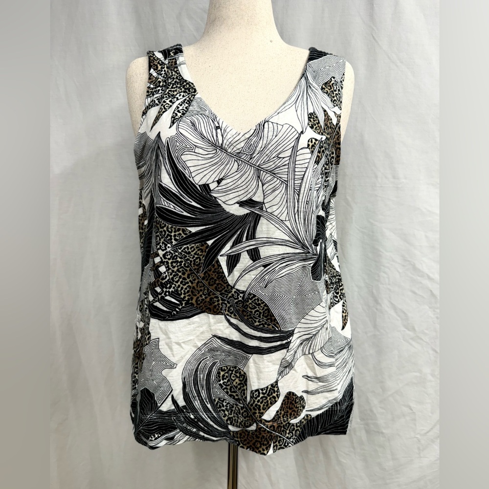 Chico's Black and White Floral Tank Top